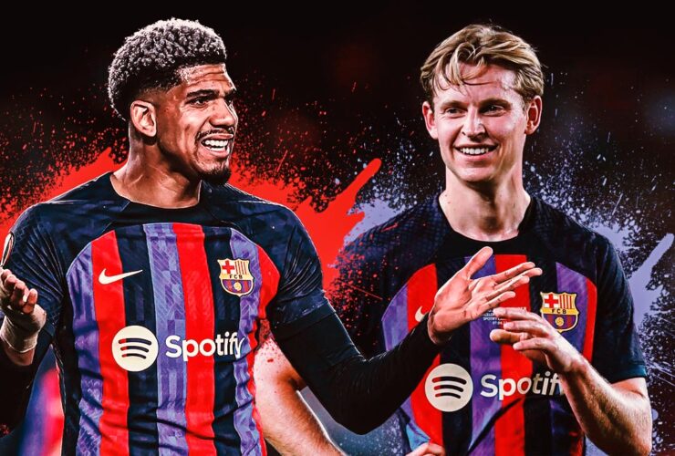 Ronald-Araujo-e-Frenkie-de-Jong-em-acao-pelo-Barcelona