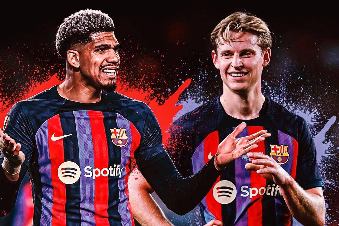 Ronald-Araujo-e-Frenkie-de-Jong-em-acao-pelo-Barcelona